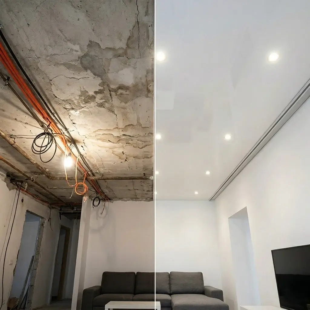 იდეალურად სწორი ფრანგული გასაჭიმი ჭერი